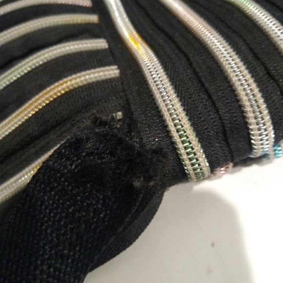 Messenger Multi Zippered Crossbody Fold Over Purse Black Rainbow Adjustable Bag - Picture 11 of 14